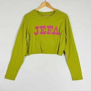 NEW Hija De‎ Tu Madre Medium Shirt Jefa Boss Cropped Long Sleeve Lime Green Pink